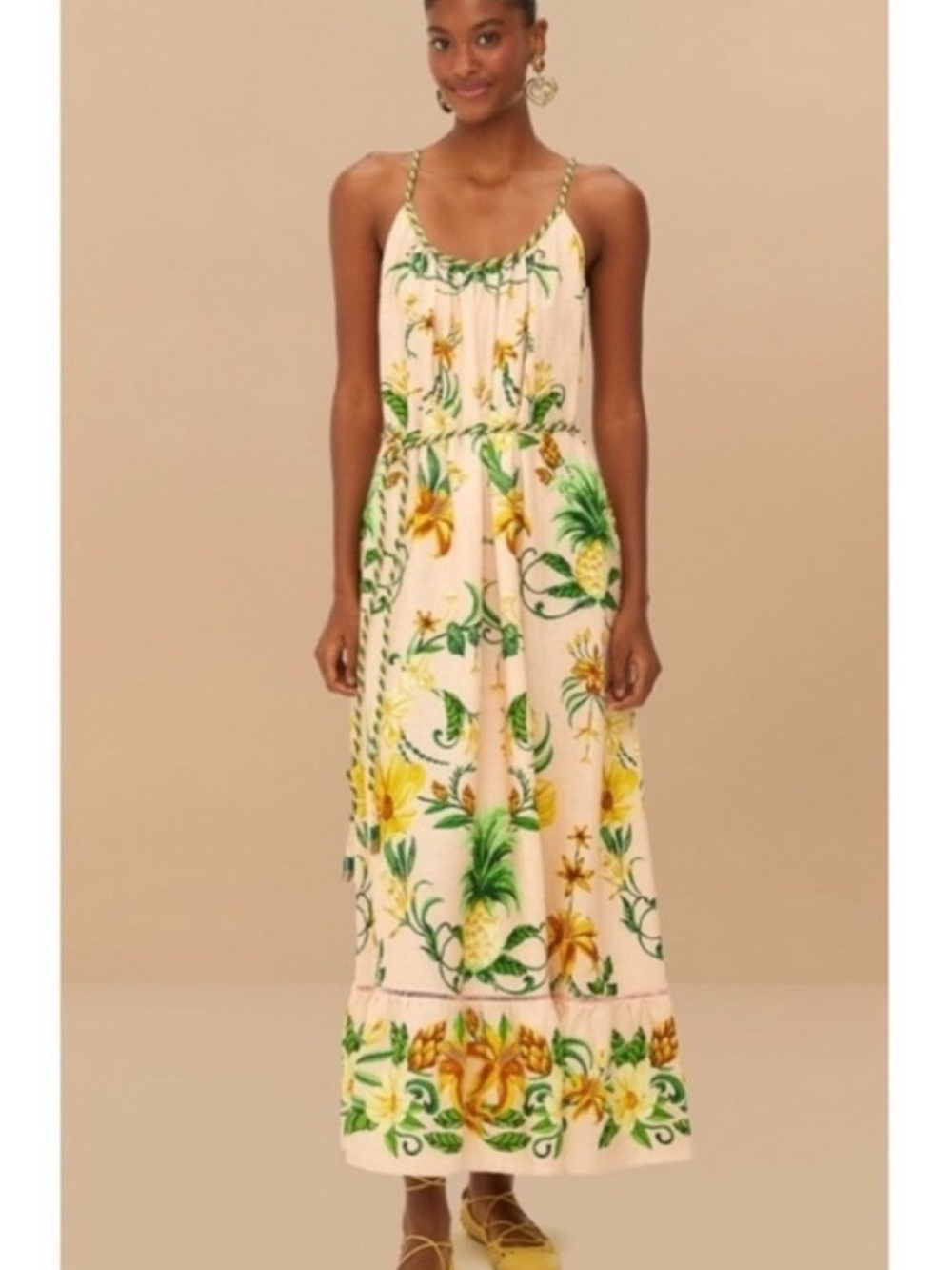 FARM Rio Pink Tropical Pineapple Print Maxi Dress